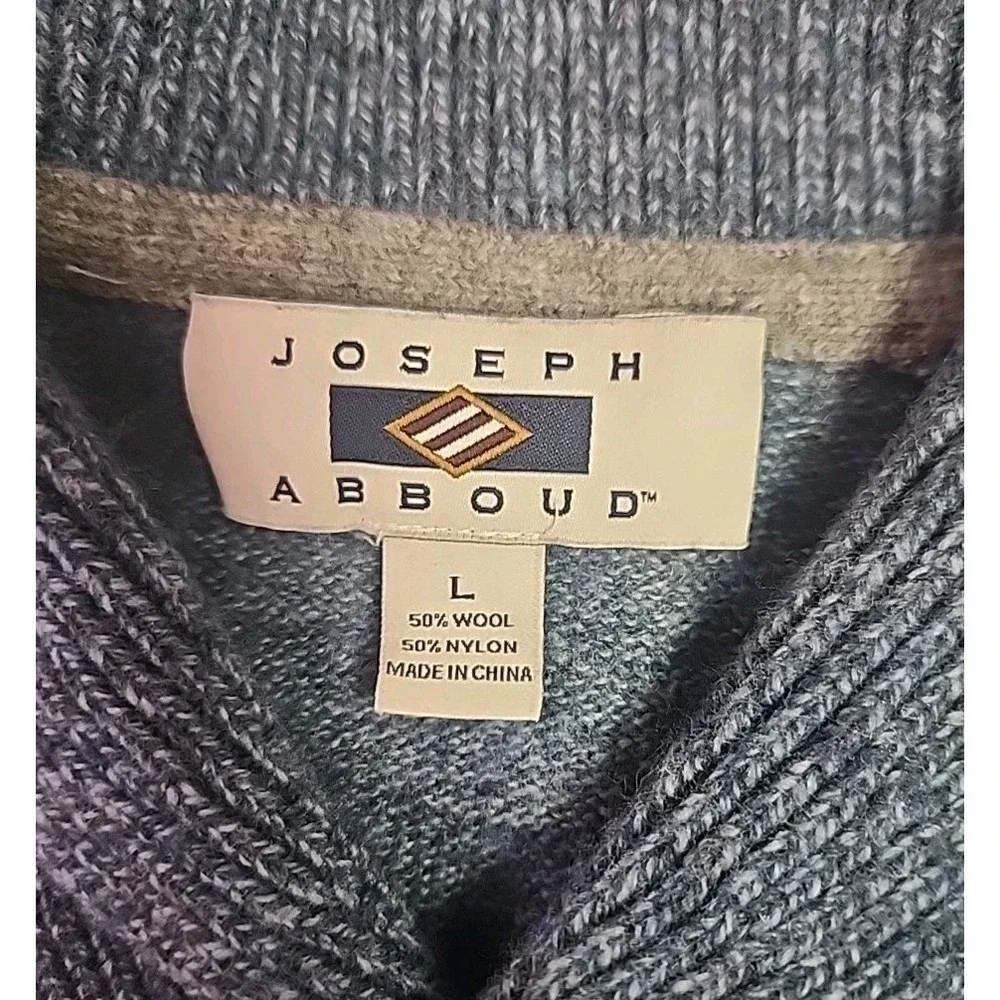 Joseph Abboud Mens L Blue Wool/Blend Shawl Collar Sweater Grandpacore Gorpcore